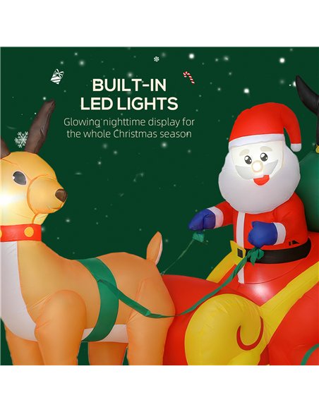 Outsunny 6ft Inflatable Santa Sleigh Decoration, with Accessories - pic 201233 | FastDaddyshop
