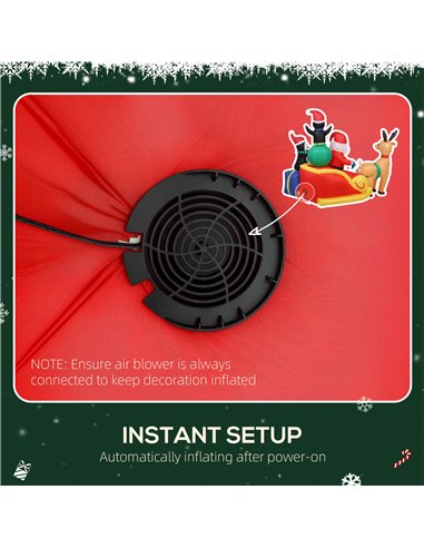 Outsunny 6ft Inflatable Santa Sleigh Decoration, with Accessories