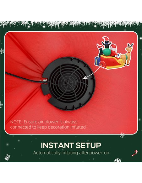 Outsunny 6ft Inflatable Santa Sleigh Decoration, with Accessories - pic 201234 | FastDaddyshop