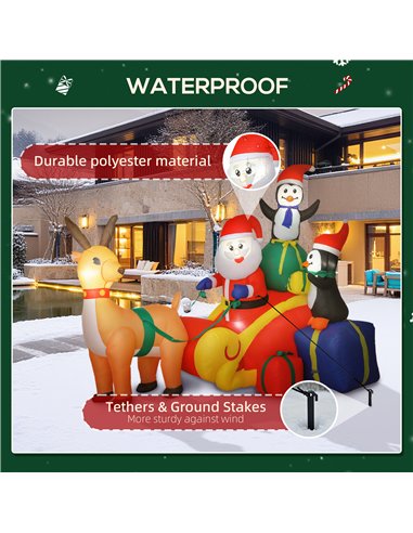 Outsunny 6ft Inflatable Santa Sleigh Decoration, with Accessories
