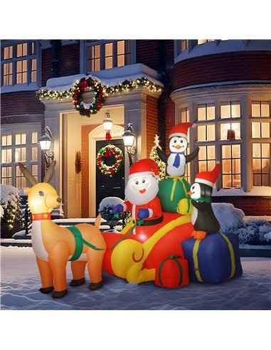 Outsunny 6ft Inflatable Santa Sleigh Decoration, with Accessories
