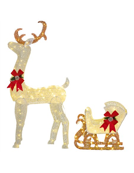 Outsunny 170 LED Light Reindeer and Sleigh Christmas Decoration - pic 201248 | FastDaddyshop