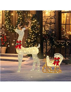 Outsunny 170 LED Light Reindeer and Sleigh Christmas Decoration 2