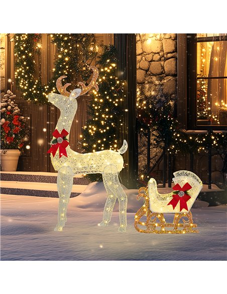 Outsunny 170 LED Light Reindeer and Sleigh Christmas Decoration - pic 201249 | FastDaddyshop