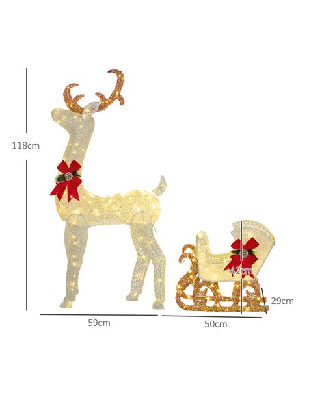 Outsunny 170 LED Light Reindeer and Sleigh Christmas Decoration - pic 201250 | FastDaddyshop