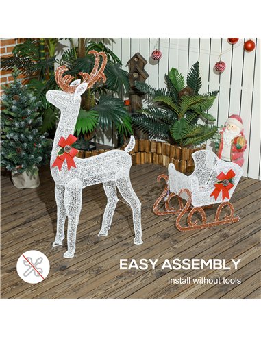 Outsunny 170 LED Light Reindeer and Sleigh Christmas Decoration