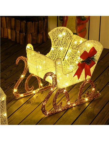 Outsunny 170 LED Light Reindeer and Sleigh Christmas Decoration