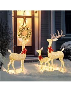 Outsunny Lighted Reindeer Christmas Decorations Outdoor, 3-Piece Light Up Deer Family Set of 3 with 283 LED Lights for Indoor, L 2