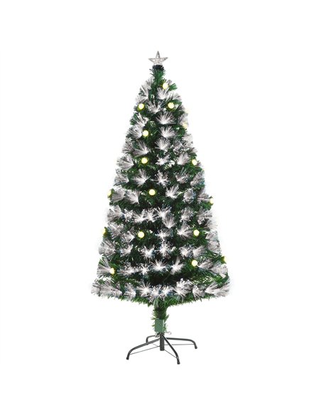 HOMCOM 5ft White Light Artificial Christmas Tree w/ 180 LEDs Star Topper Tri-Base Full Bodied Seasonal Decoration Pre-Lit Home - pic 201284 | FastDaddyshop