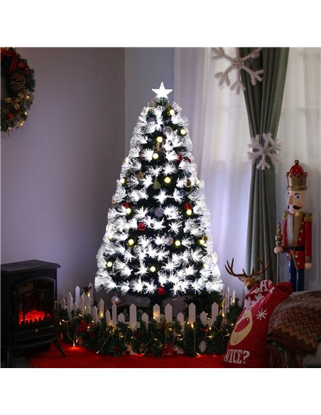 HOMCOM 5ft White Light Artificial Christmas Tree w/ 180 LEDs Star Topper Tri-Base Full Bodied Seasonal Decoration Pre-Lit Home - pic 201285 | FastDaddyshop