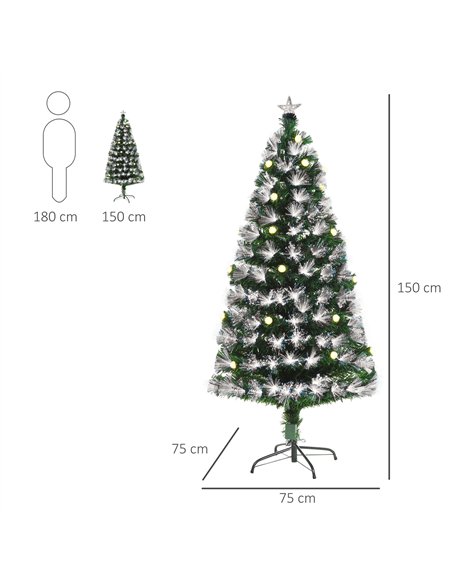 HOMCOM 5ft White Light Artificial Christmas Tree w/ 180 LEDs Star Topper Tri-Base Full Bodied Seasonal Decoration Pre-Lit Home - pic 201286 | FastDaddyshop