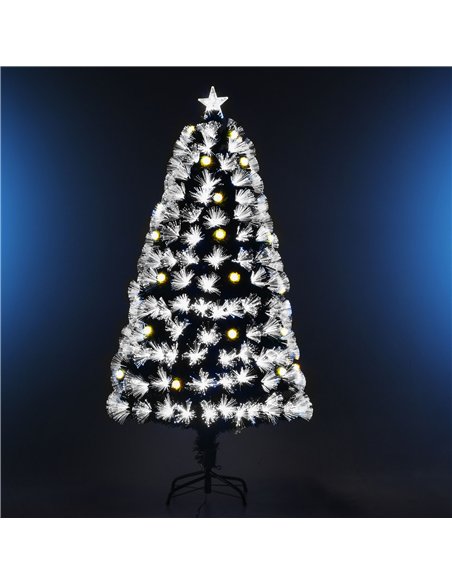 HOMCOM 5ft White Light Artificial Christmas Tree w/ 180 LEDs Star Topper Tri-Base Full Bodied Seasonal Decoration Pre-Lit Home - pic 201287 | FastDaddyshop
