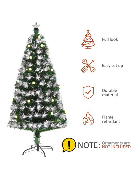 HOMCOM 5ft White Light Artificial Christmas Tree w/ 180 LEDs Star Topper Tri-Base Full Bodied Seasonal Decoration Pre-Lit Home - pic 201288 | FastDaddyshop