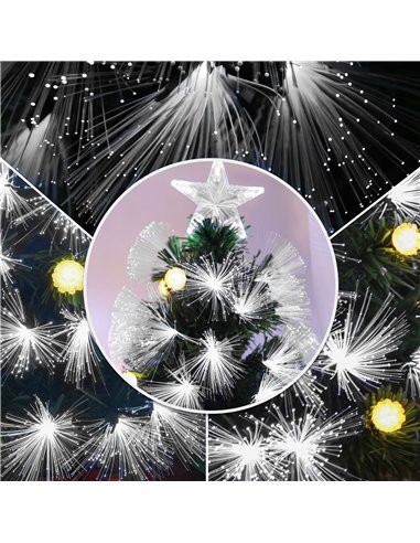 HOMCOM 5ft White Light Artificial Christmas Tree w/ 180 LEDs Star Topper Tri-Base Full Bodied Seasonal Decoration Pre-Lit Home