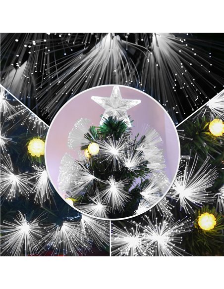 HOMCOM 5ft White Light Artificial Christmas Tree w/ 180 LEDs Star Topper Tri-Base Full Bodied Seasonal Decoration Pre-Lit Home - pic 201292 | FastDaddyshop