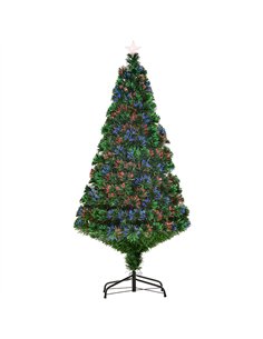 HOMCOM 5FT Pre-Lit Fibre Optic Artificial Christmas Tree Holiday Xmas Décor with Tree Topper Multi-Colour