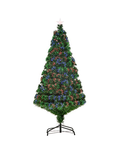 HOMCOM 5FT Pre-Lit Fibre Optic Artificial Christmas Tree Holiday Xmas Décor with Tree Topper Multi-Colour - pic 201293 | FastDaddyshop