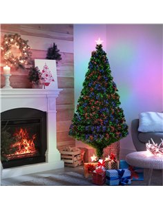 HOMCOM 5FT Pre-Lit Fibre Optic Artificial Christmas Tree Holiday Xmas Décor with Tree Topper Multi-Colour 2