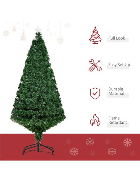 HOMCOM 5FT Pre-Lit Fibre Optic Artificial Christmas Tree Holiday Xmas Décor with Tree Topper Multi-Colour - pic 201296 | FastDaddyshop