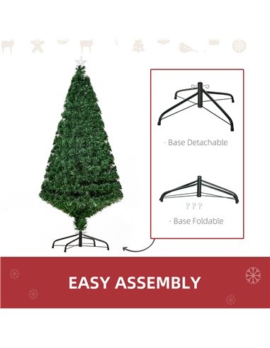 HOMCOM 5FT Pre-Lit Fibre Optic Artificial Christmas Tree Holiday Xmas Décor with Tree Topper Multi-Colour