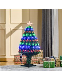 HOMCOM 3 Feet Prelit Artificial Christmas Tree with Multi-Coloured Fiber Optic LED Light, Holiday Home Xmas Decoration, Green 2