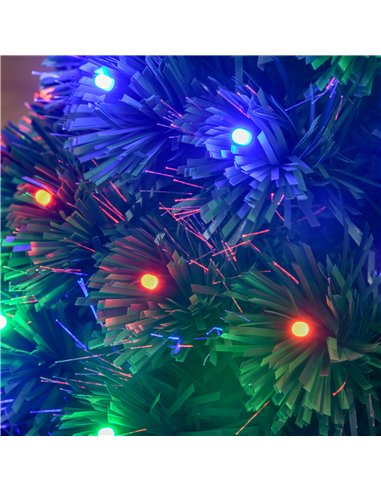 HOMCOM 3 Feet Prelit Artificial Christmas Tree with Multi-Coloured Fiber Optic LED Light, Holiday Home Xmas Decoration, Green