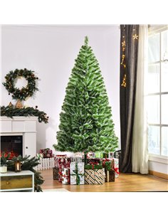 HOMCOM 7FT Indoor Christmas Tree Artificial Decoration Xmas Gift with Metal Stand Branch Tips 2