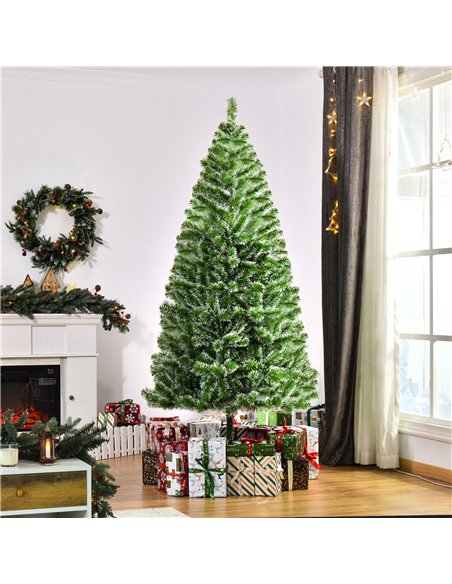 HOMCOM 7FT Indoor Christmas Tree Artificial Decoration Xmas Gift with Metal Stand Branch Tips - pic 201312 | FastDaddyshop
