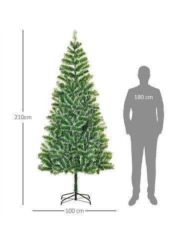 HOMCOM 7FT Indoor Christmas Tree Artificial Decoration Xmas Gift with Metal Stand Branch Tips