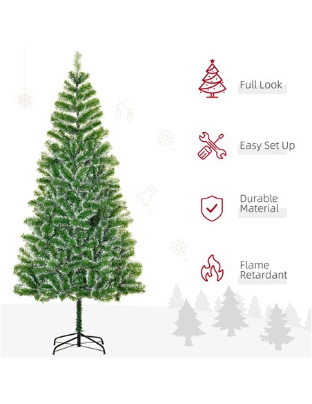 HOMCOM 7FT Indoor Christmas Tree Artificial Decoration Xmas Gift with Metal Stand Branch Tips - pic 201314 | FastDaddyshop
