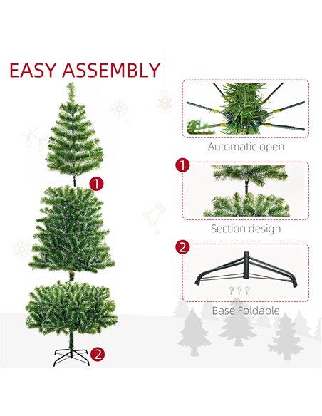 HOMCOM 7FT Indoor Christmas Tree Artificial Decoration Xmas Gift with Metal Stand Branch Tips - pic 201316 | FastDaddyshop