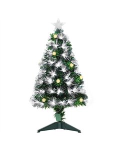 HOMCOM 3ft White Light Artificial Christmas Tree w/ 90 LEDs Star Topper Tri-Base Full Bodied Seasonal Decoration Pre-Lit Home