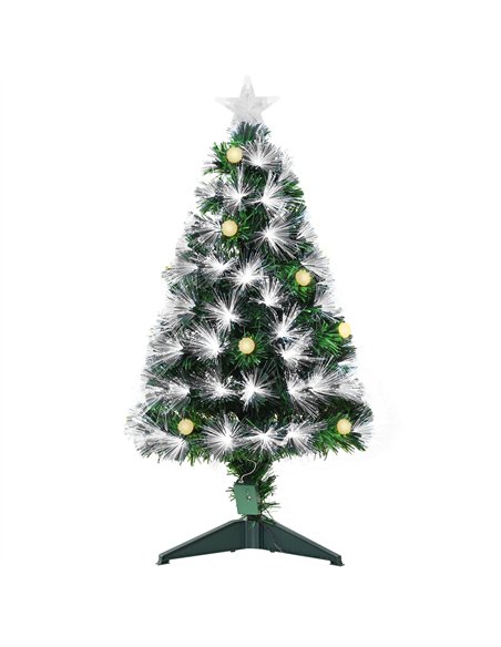 HOMCOM 3ft White Light Artificial Christmas Tree w/ 90 LEDs Star Topper Tri-Base Full Bodied Seasonal Decoration Pre-Lit Home - pic 201320 | FastDaddyshop
