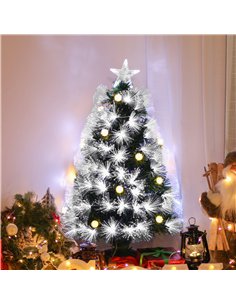 HOMCOM 3ft White Light Artificial Christmas Tree w/ 90 LEDs Star Topper Tri-Base Full Bodied Seasonal Decoration Pre-Lit Home 2