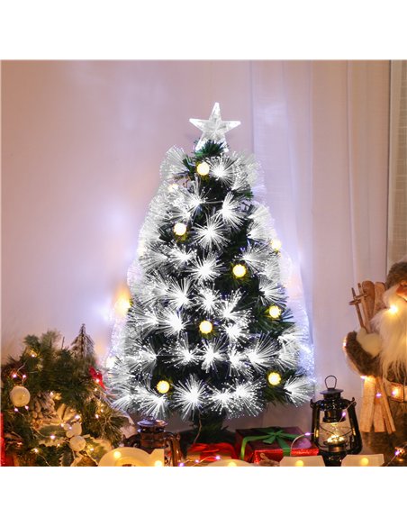 HOMCOM 3ft White Light Artificial Christmas Tree w/ 90 LEDs Star Topper Tri-Base Full Bodied Seasonal Decoration Pre-Lit Home - pic 201321 | FastDaddyshop