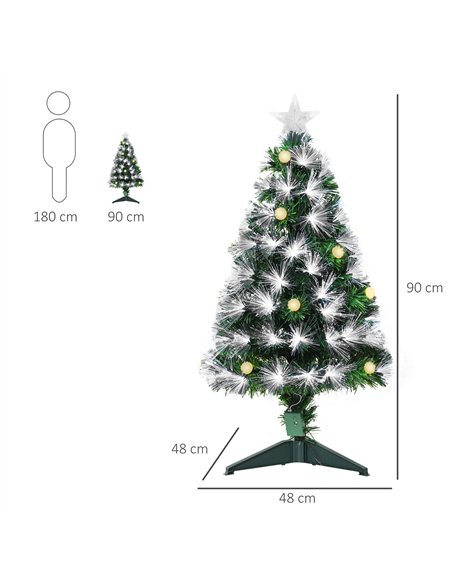 HOMCOM 3ft White Light Artificial Christmas Tree w/ 90 LEDs Star Topper Tri-Base Full Bodied Seasonal Decoration Pre-Lit Home - pic 201322 | FastDaddyshop