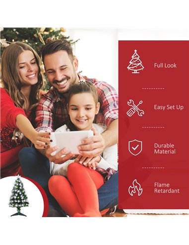 HOMCOM 3ft White Light Artificial Christmas Tree w/ 90 LEDs Star Topper Tri-Base Full Bodied Seasonal Decoration Pre-Lit Home