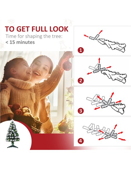 HOMCOM 3ft White Light Artificial Christmas Tree w/ 90 LEDs Star Topper Tri-Base Full Bodied Seasonal Decoration Pre-Lit Home - pic 201324 | FastDaddyshop