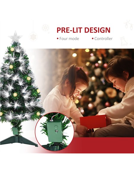 HOMCOM 3ft White Light Artificial Christmas Tree w/ 90 LEDs Star Topper Tri-Base Full Bodied Seasonal Decoration Pre-Lit Home - pic 201325 | FastDaddyshop
