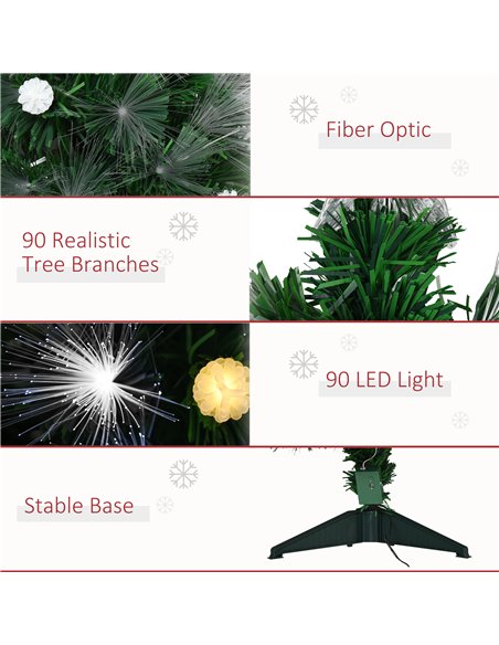 HOMCOM 3ft White Light Artificial Christmas Tree w/ 90 LEDs Star Topper Tri-Base Full Bodied Seasonal Decoration Pre-Lit Home - pic 201327 | FastDaddyshop