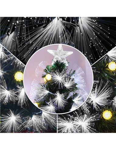 HOMCOM 3ft White Light Artificial Christmas Tree w/ 90 LEDs Star Topper Tri-Base Full Bodied Seasonal Decoration Pre-Lit Home