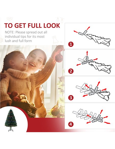 HOMCOM 4 Feet Prelit Artificial Christmas Tree with Multi-Coloured Fiber Optic LED Light, Holiday Home Xmas Decoration, Green - pic 201343 | FastDaddyshop