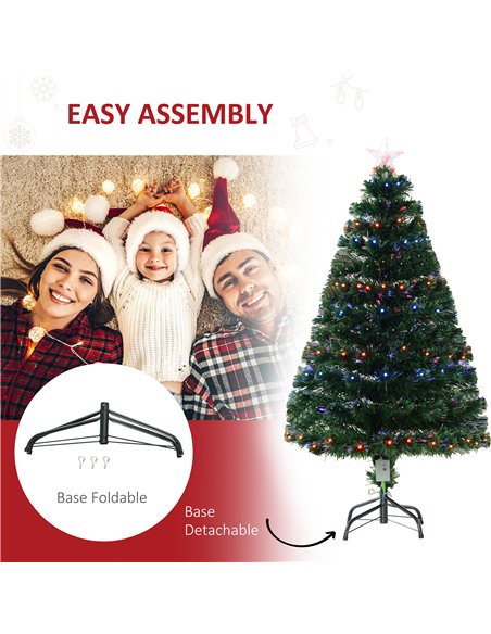 HOMCOM 4 Feet Prelit Artificial Christmas Tree with Multi-Coloured Fiber Optic LED Light, Holiday Home Xmas Decoration, Green - pic 201344 | FastDaddyshop