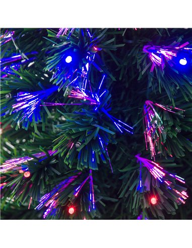 HOMCOM 4 Feet Prelit Artificial Christmas Tree with Multi-Coloured Fiber Optic LED Light, Holiday Home Xmas Decoration, Green