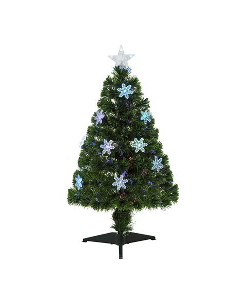 HOMCOM 3FT Green Fibre Optic Artificial Christmas Tree Xmas Colourful LED Scattered Tree with Snowflakes Ornaments Fireproofing - pic 201347 | FastDaddyshop