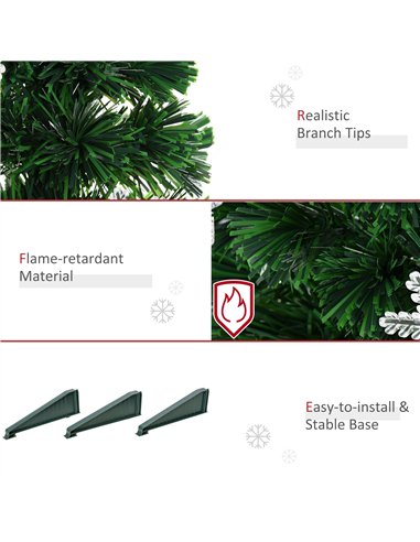 HOMCOM 3FT Green Fibre Optic Artificial Christmas Tree Xmas Colourful LED Scattered Tree with Snowflakes Ornaments Fireproofing