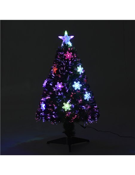 HOMCOM 3FT Green Fibre Optic Artificial Christmas Tree Xmas Colourful LED Scattered Tree with Snowflakes Ornaments Fireproofing - pic 201353 | FastDaddyshop