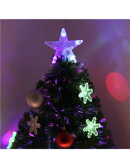 HOMCOM 3FT Green Fibre Optic Artificial Christmas Tree Xmas Colourful LED Scattered Tree with Snowflakes Ornaments Fireproofing - pic 201354 | FastDaddyshop