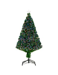 HOMCOM 4FT Pre-Lit Fibre Optic Artificial Christmas Tree Holiday Xmas Décor with Tree Topper Multi-Colour