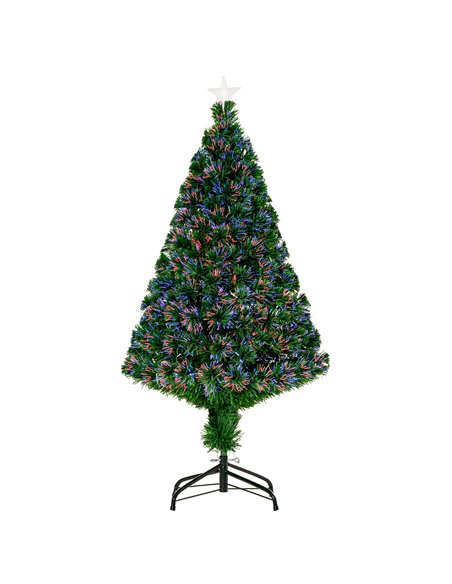 HOMCOM 4FT Pre-Lit Fibre Optic Artificial Christmas Tree Holiday Xmas Décor with Tree Topper Multi-Colour - pic 201356 | FastDaddyshop